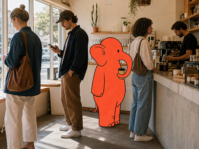 The elephant composited into a photograph