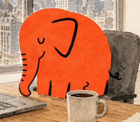 The elephant at a desk